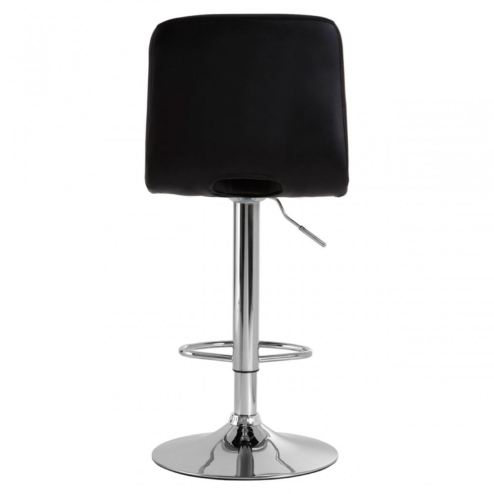 Tara Black Faux Leather Bar Chair, Chromed Foam, Black