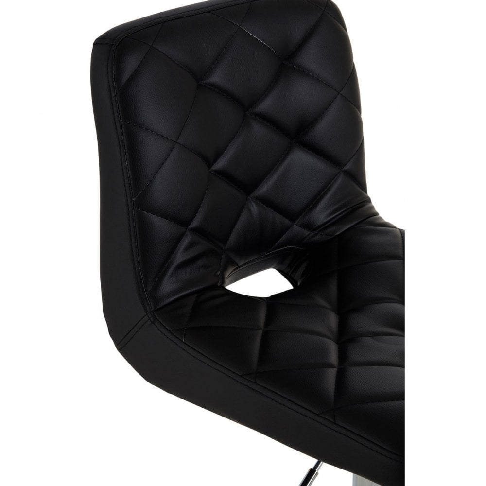 Tara Black Faux Leather Bar Chair, Chromed Foam, Black
