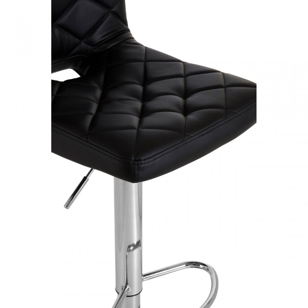 Tara Black Faux Leather Bar Chair, Chromed Foam, Black