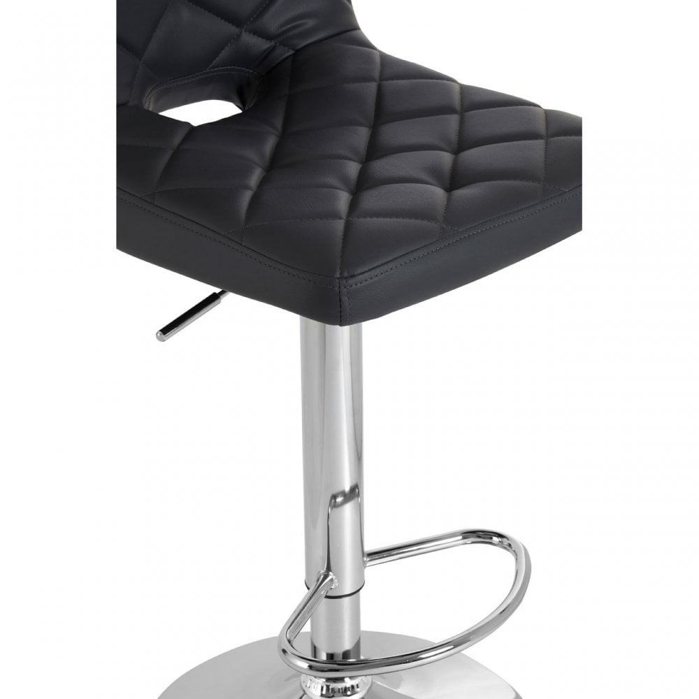 Tara Grey Faux Leather Bar Chair, Chromed Foam, Grey