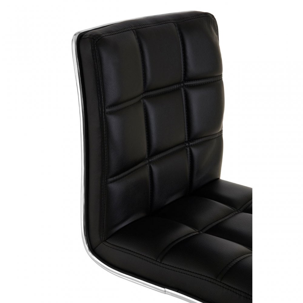 Tavor Black Faux Leather Bar Chair, Chromed Foam, Black