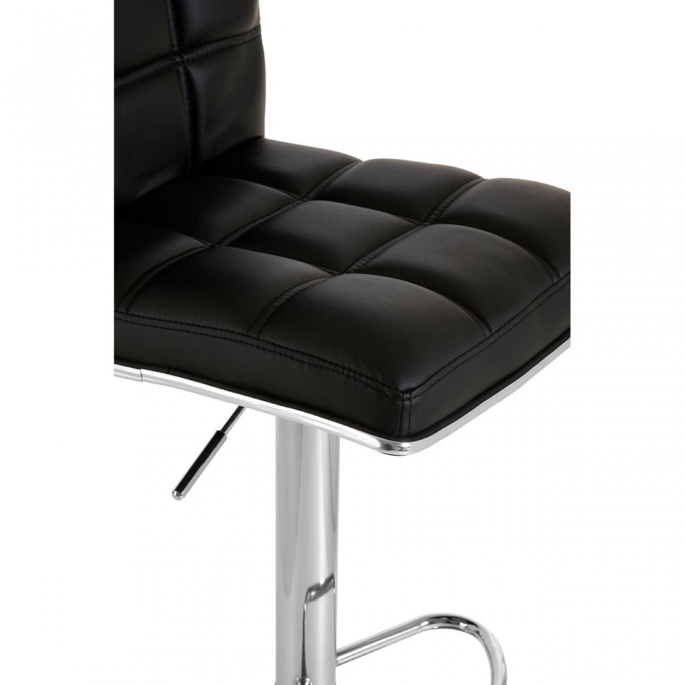 Tavor Black Faux Leather Bar Chair, Chromed Foam, Black