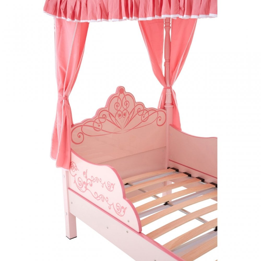 Kids Pink Princess Canopy Palace Bed with Curtains