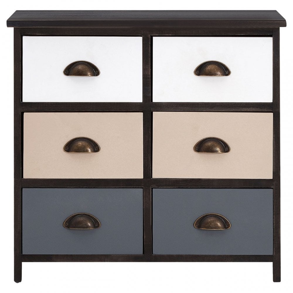 Urban Loft Drawer Chest, Paulownia Wood, Multi-Coloured