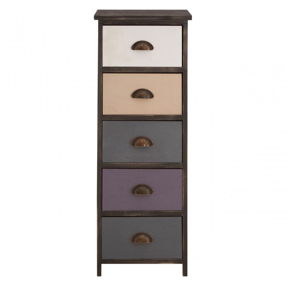 Urban Loft Drawer Chest, Paulownia Wood, Multi-Coloured