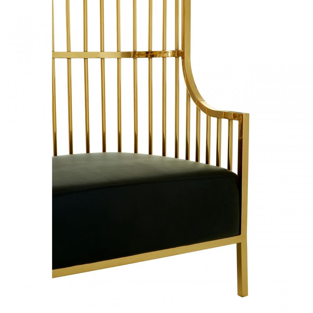 Elisa Gold Finish Dome Cage Chair, Foam, Stainless Steel, Gold