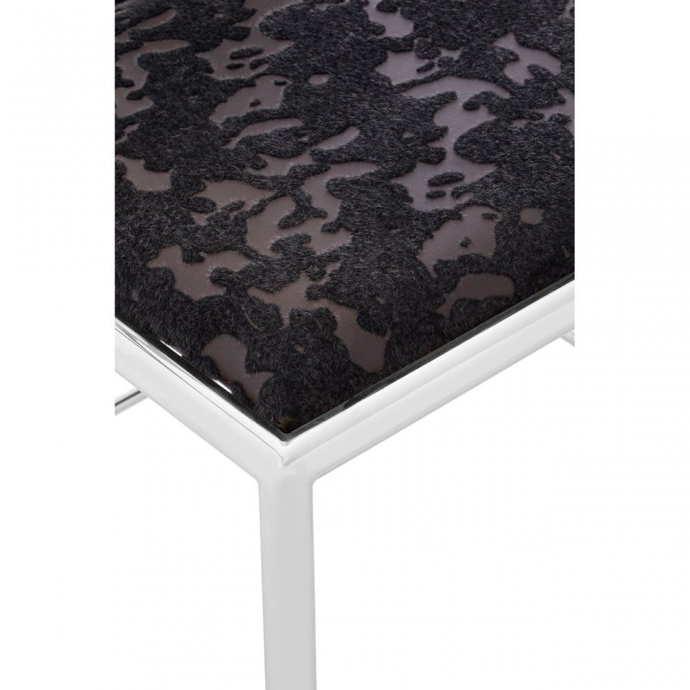 Yasmin Black Velvet & Steel Chair, Sponge, Stainless Steel, Silver