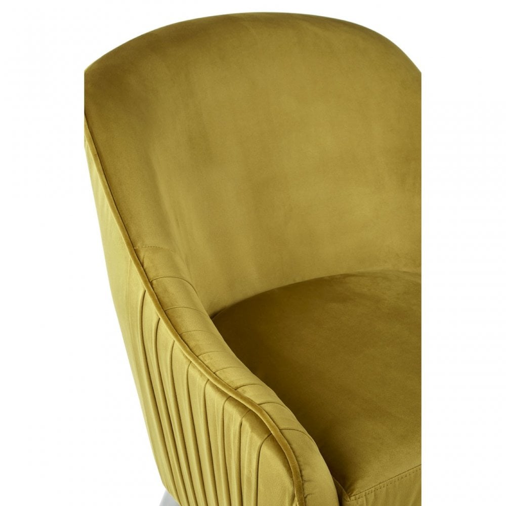 Louxor Mustard Velvet Armchair, Velvet, Wood, Yellow