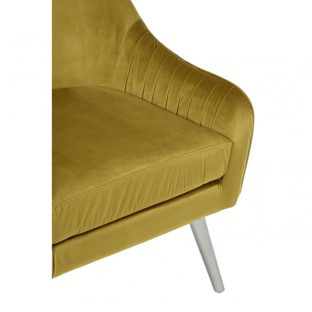 Louxor Mustard Velvet Armchair, Velvet, Wood, Yellow