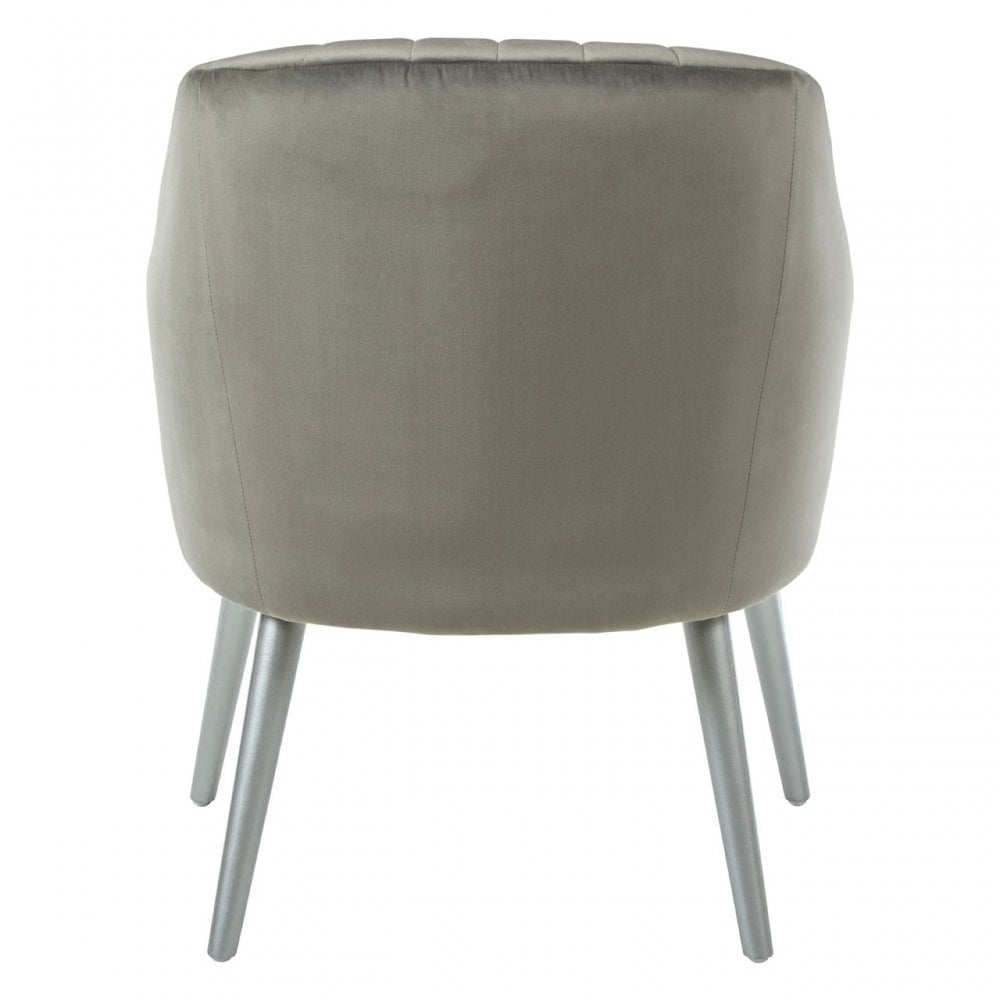 Louxor Grey Fabric Armchair, Wood, Silver