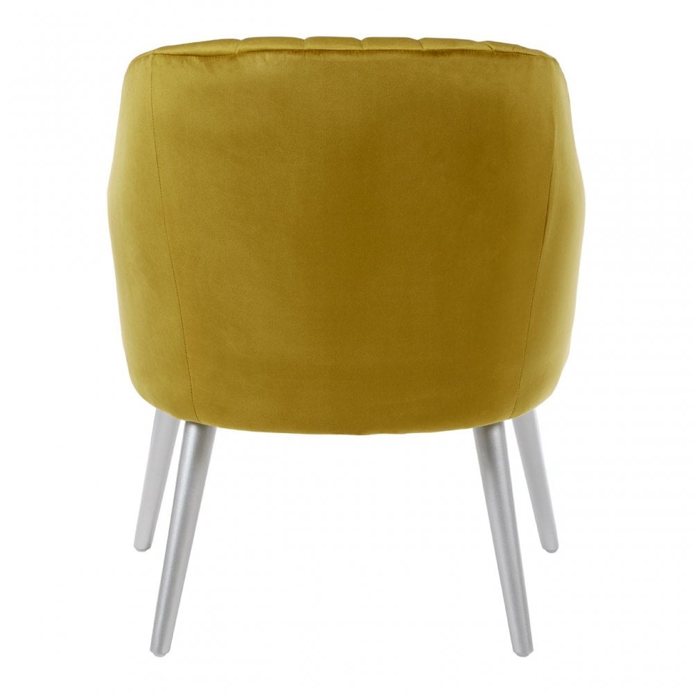 Louxor Mustard Fabric Armchair, Velvet, Wood, Yellow