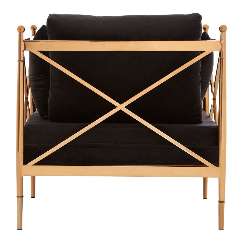 Donal Chair with Rose Gold Lattice Arms, Steel, Velvet, Rose Gold