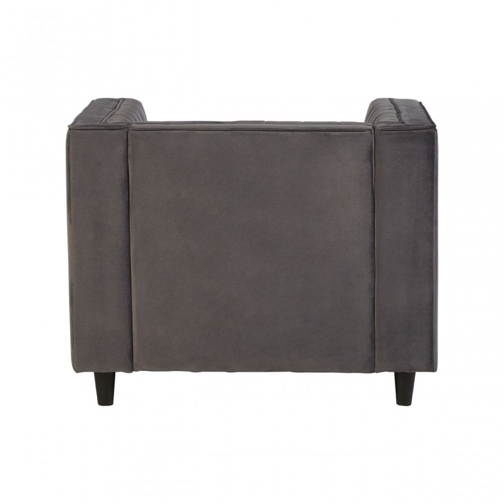 Farah Grey Velvet Chair, Eucalyptus Wood, Sponge, Wood, Grey