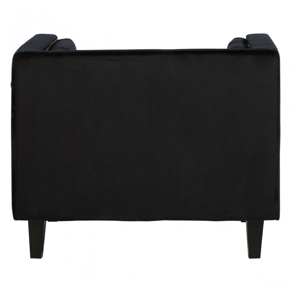Flick Black Velvet Chair, Eucalyptus Wood, Wood, Black