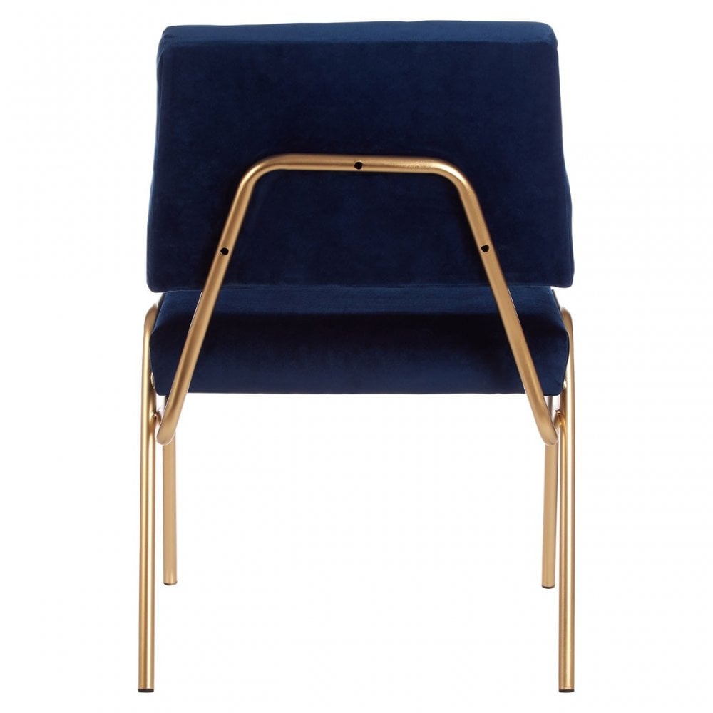 Lexa Blue Velvet Chair, Velvet, Gold
