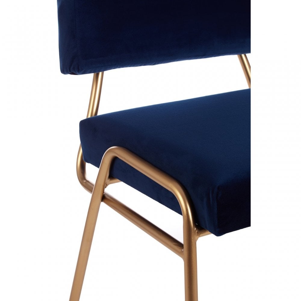 Lexa Blue Velvet Chair, Velvet, Gold