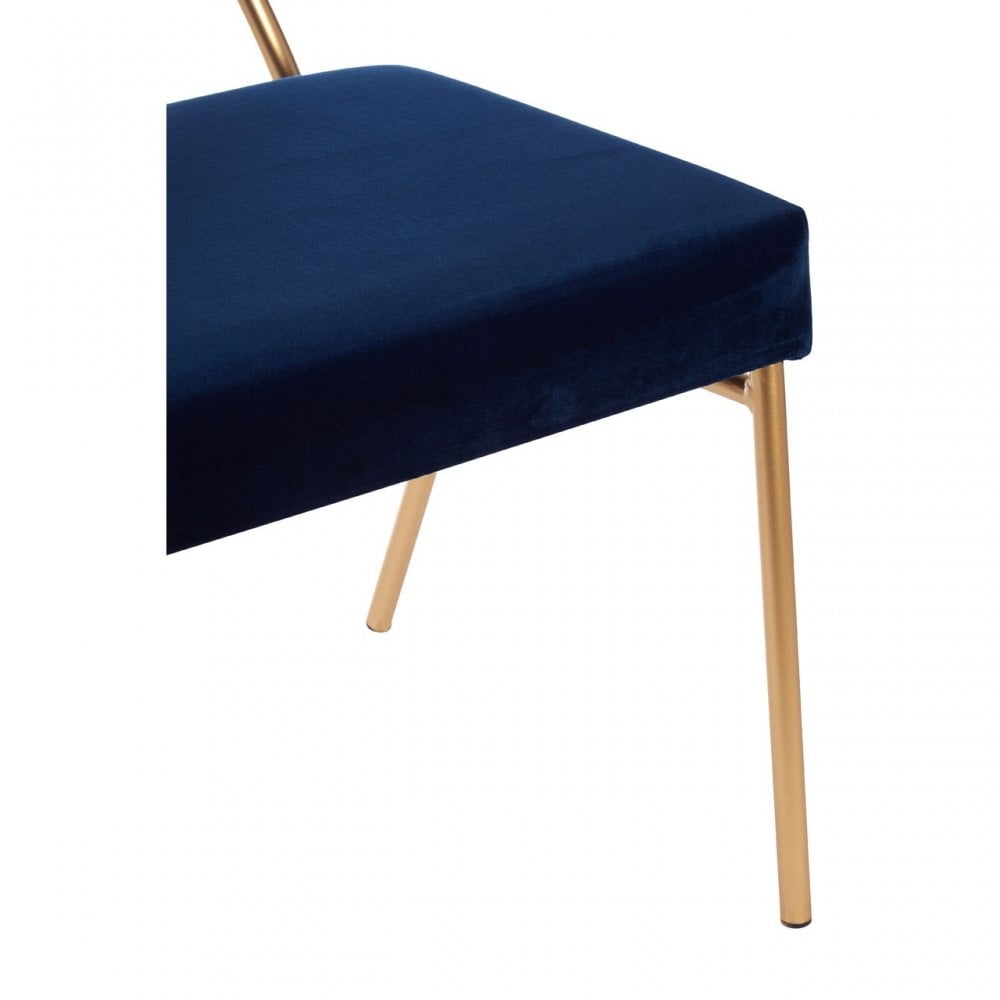 Lexa Blue Velvet Chair, Velvet, Gold