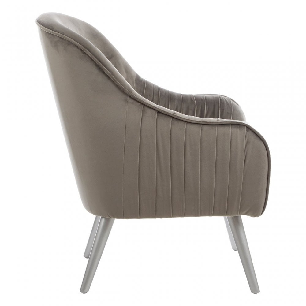 Louxor Grey Velvet Chair, Velvet, Grey