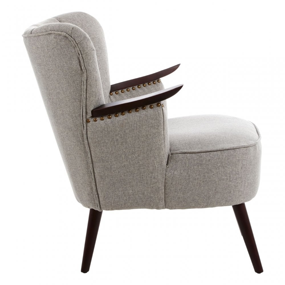 Townhouse Taupe Fabric Armchair, Wood, Grey