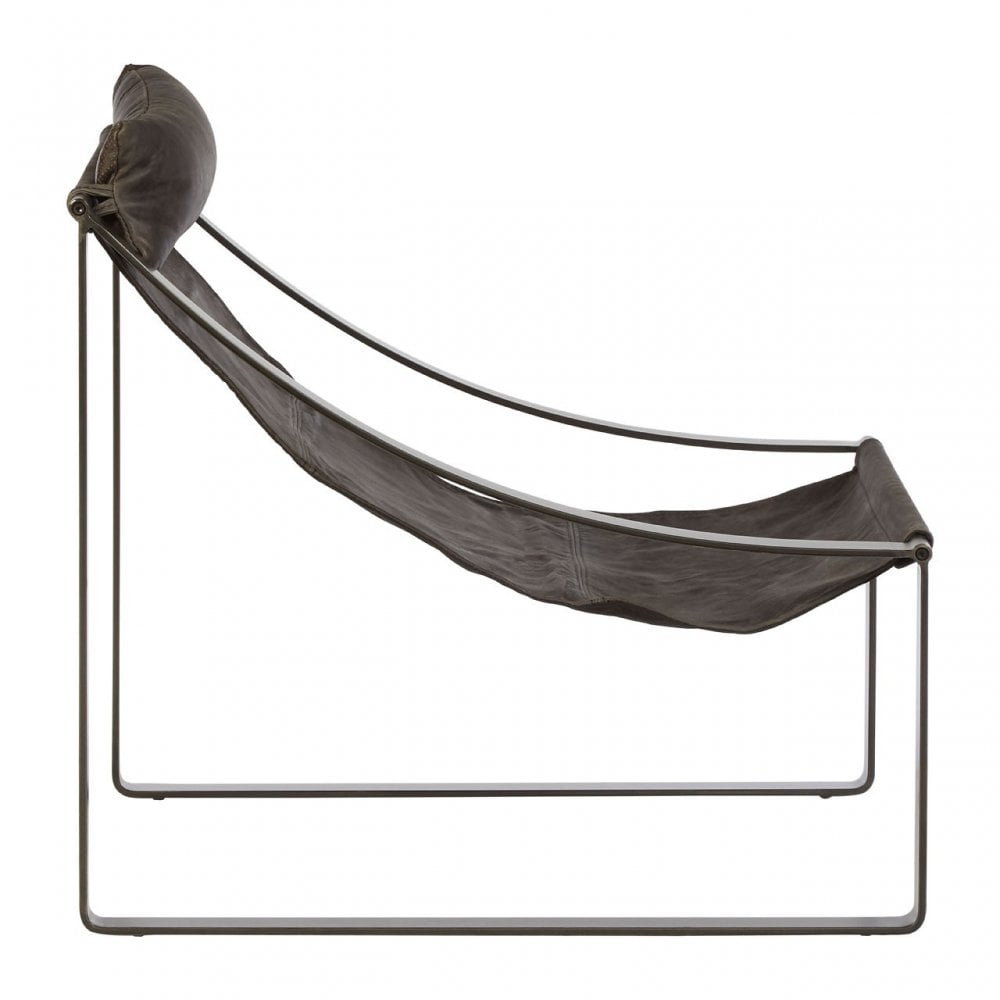 Maryn Ebony Leather Chair, Leather, Iron, Linen, Black