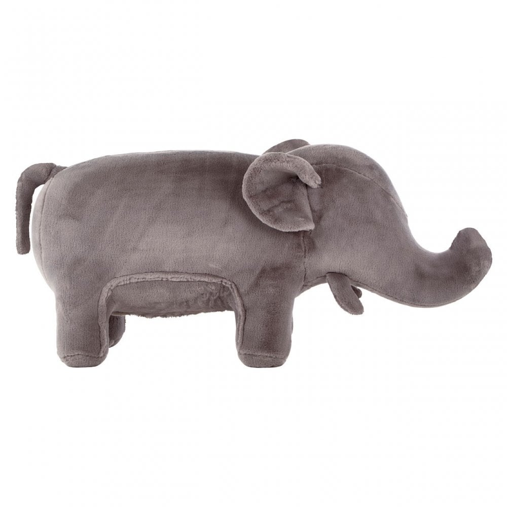 Childrens Grey Fur and Wood Elephant Animal Chair