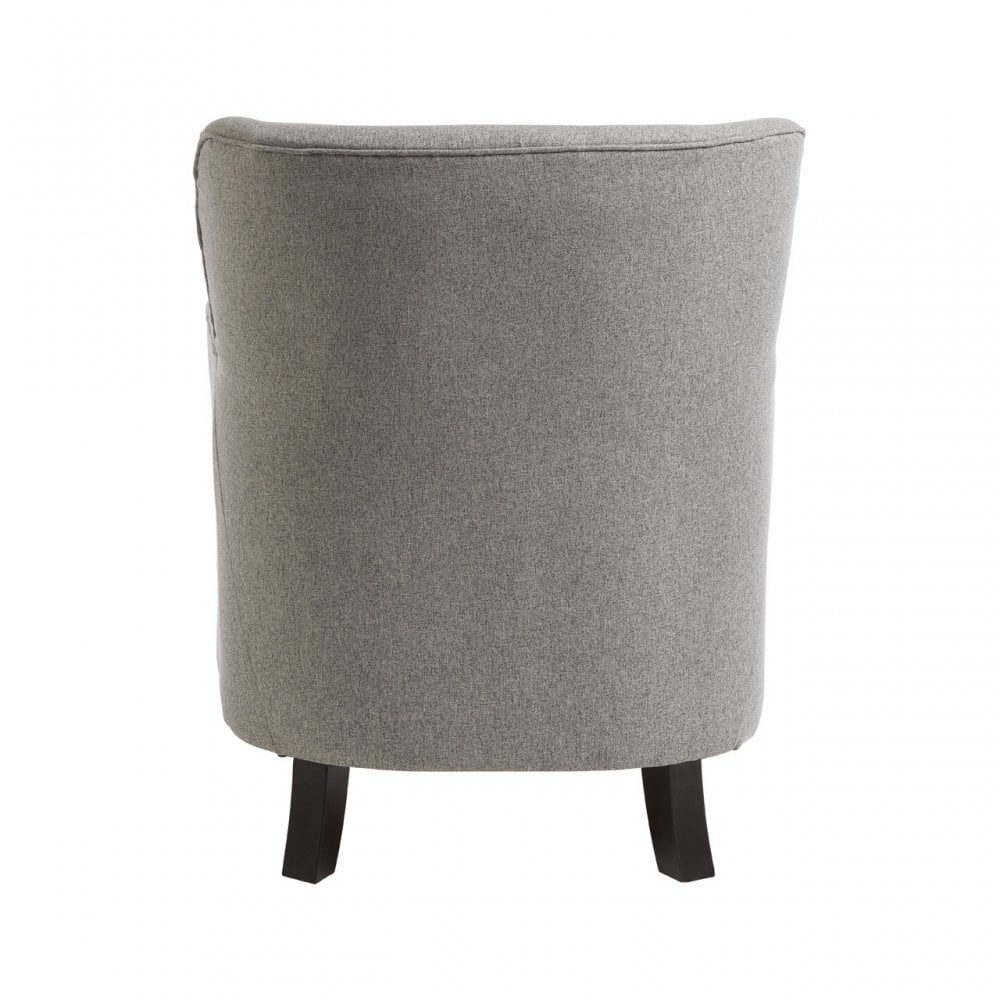 Decadence Grey Fabric Chair & Footstool, Birchwood / Rubber Webbing, Rubberwood, Grey