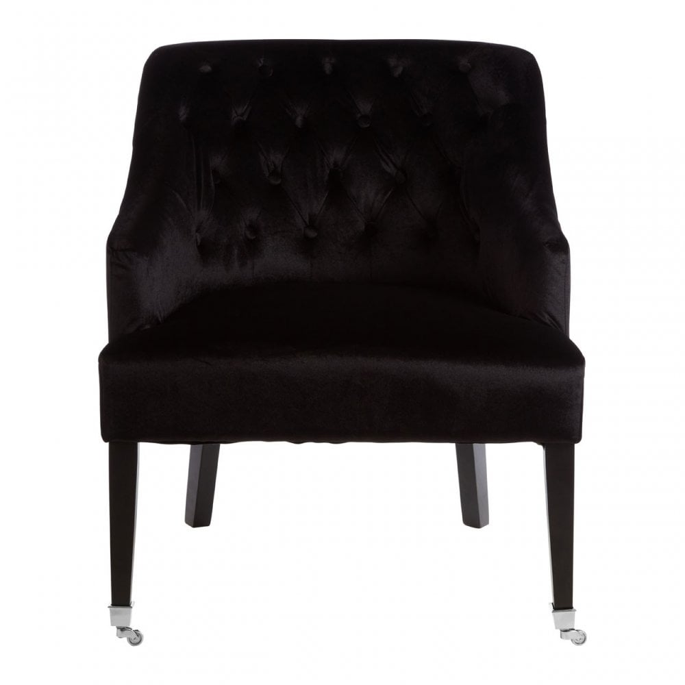 Darwin Black Velvet Chair, Cotton Velvet, Rubberwood, Black