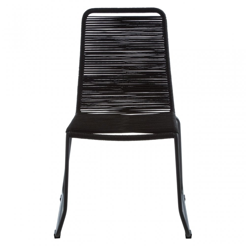 Sisal Black Rope Chair, Cotton Rope, Steel, Black