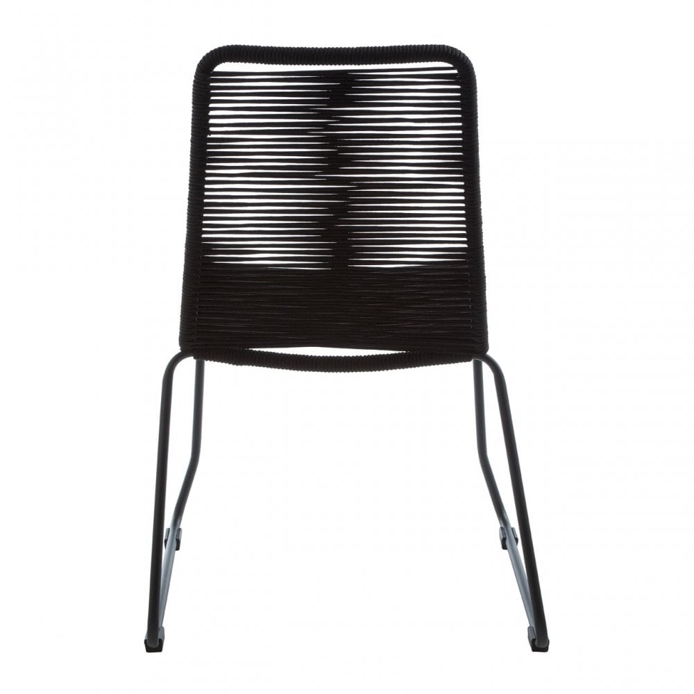 Sisal Black Rope Chair, Cotton Rope, Steel, Black