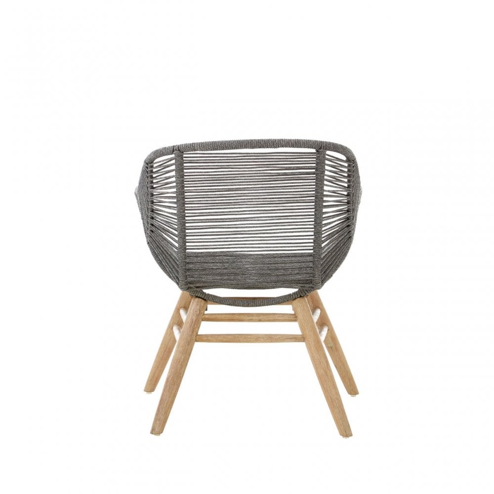 Sisal Grey Rope Armchair, Cotton Rope, Steel, Wood, Grey