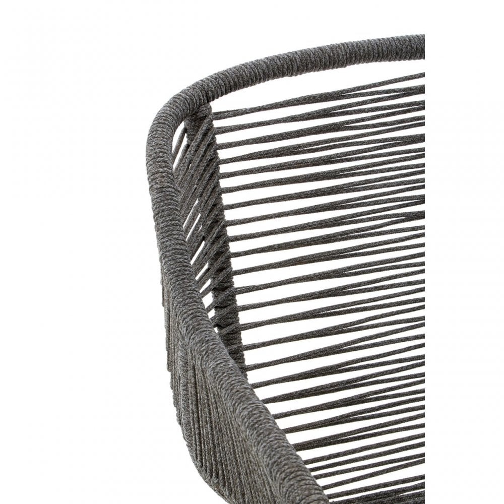 Sisal Grey Rope Armchair, Cotton Rope, Steel, Wood, Grey