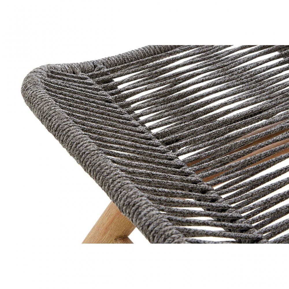 Sisal Grey Rope Lounge Chair & Footstool, Cotton Rope, Steel, Wool, Grey