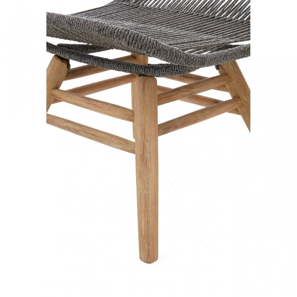 Sisal Grey Rope Lounge Chair & Footstool, Cotton Rope, Steel, Wool, Grey