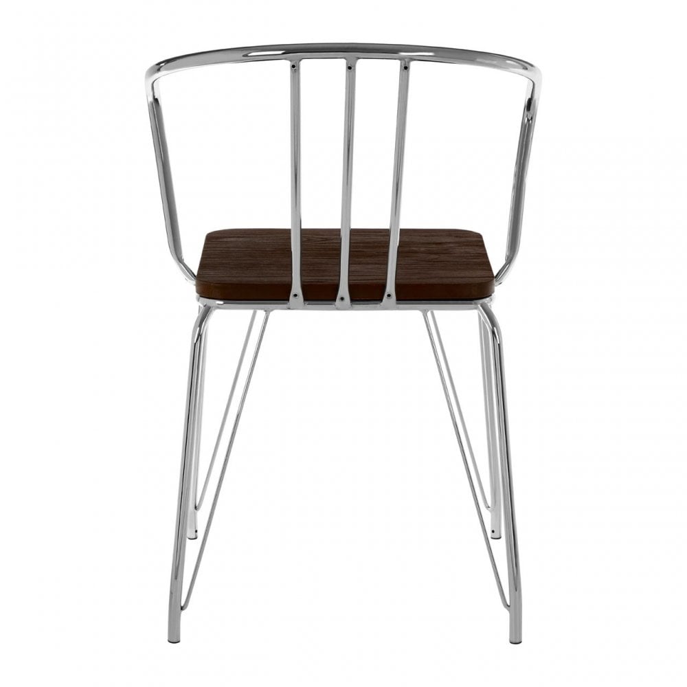 Brock Chrome Metal and Elm Wood Arm Chair, Chromed Elm Wood, Silver