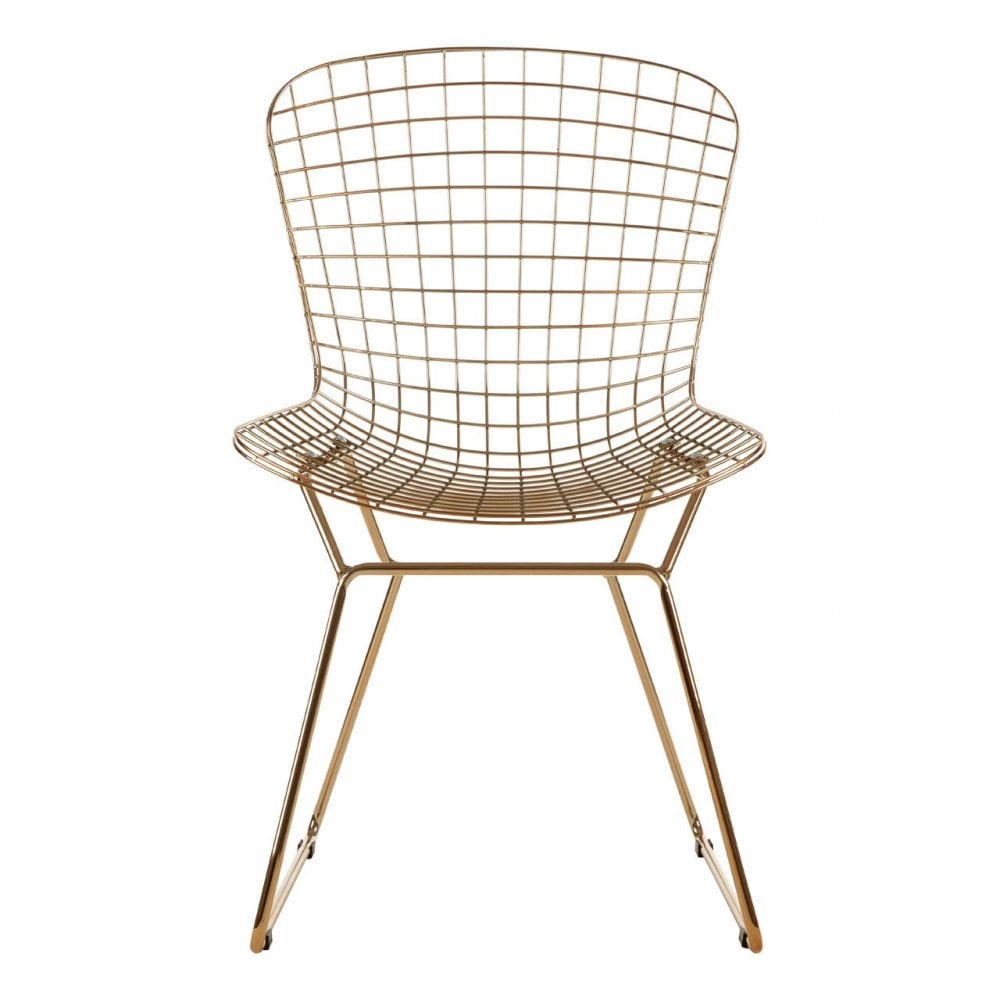 Brock Gold Metal Grid Frame Wire Chair, Metal, Gold
