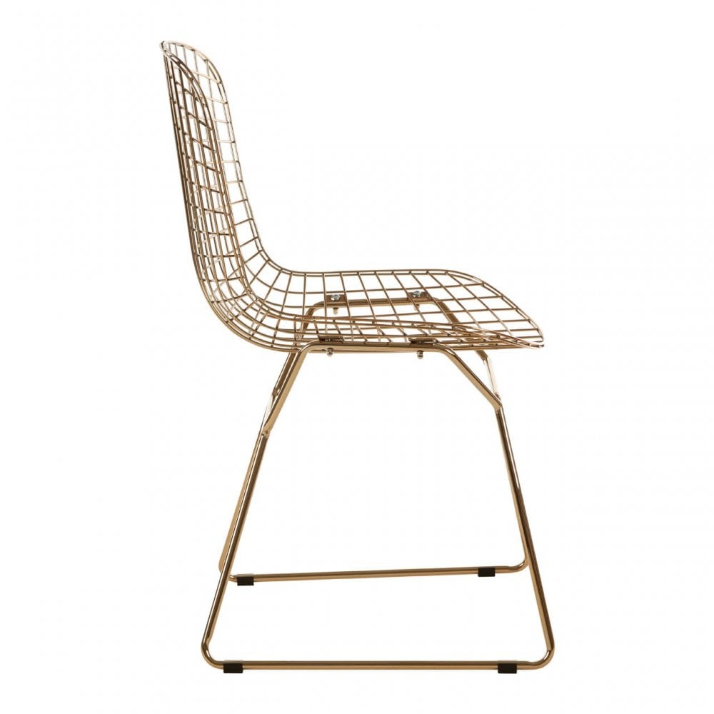 Brock Gold Metal Grid Frame Wire Chair, Metal, Gold