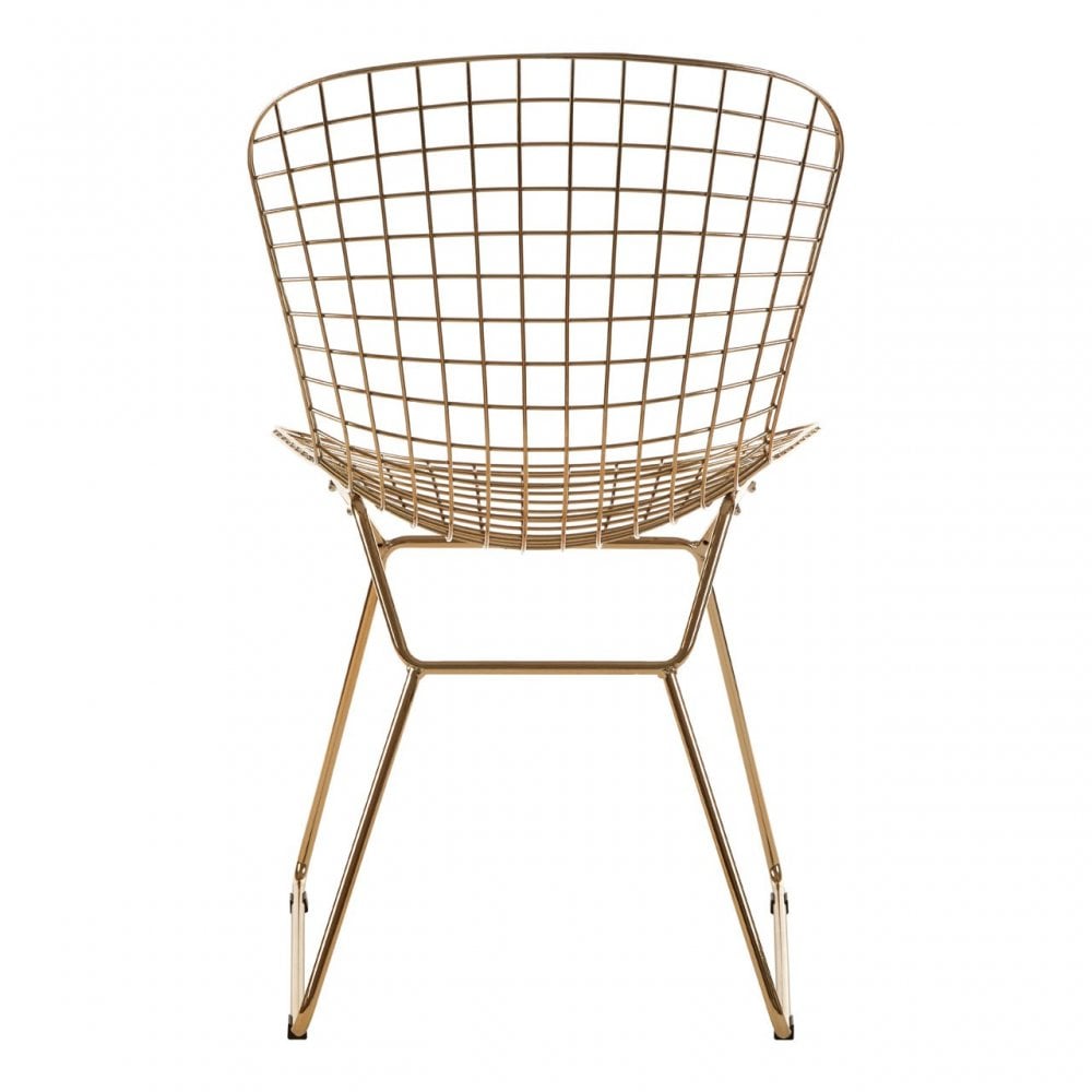 Brock Gold Metal Grid Frame Wire Chair, Metal, Gold