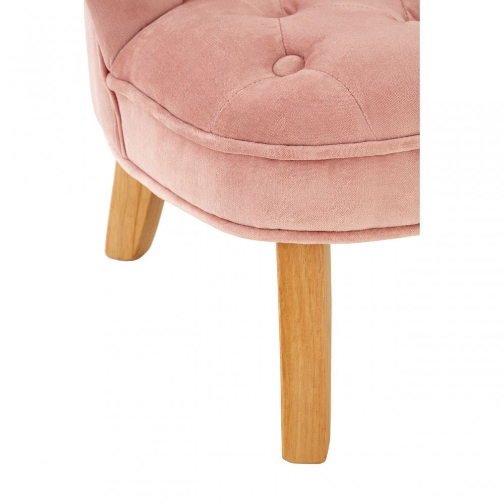 Estelle Kids Armless Pink Chair Plush Velvet and Wood