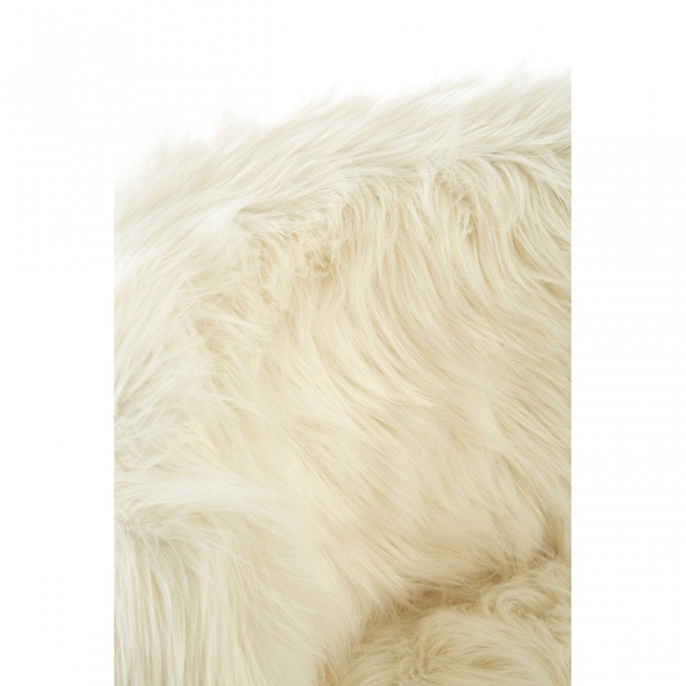 Kids White Shaggy Faux Fur and Wood Chair