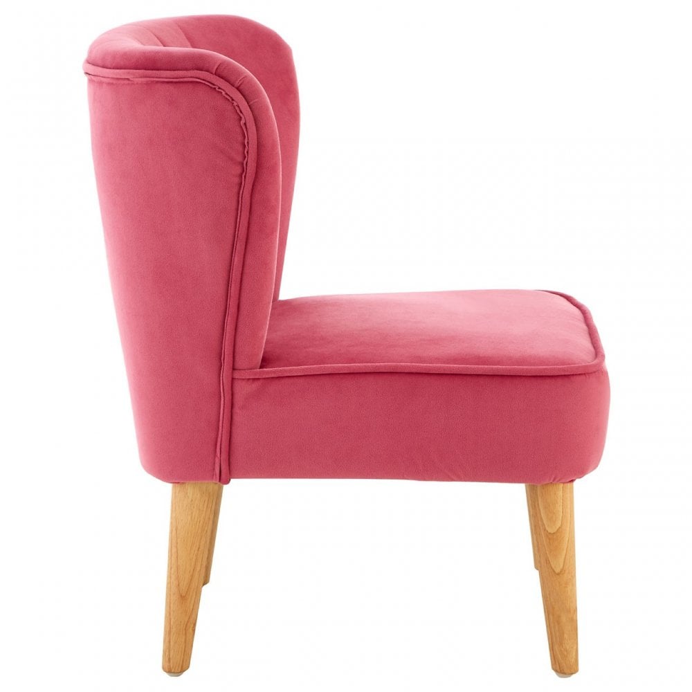 Mia Pink Kids Chair Soft Velvet & Tufted Details In Wood
