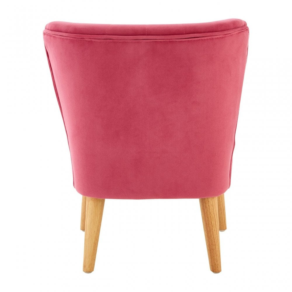 Mia Pink Kids Chair Soft Velvet & Tufted Details In Wood