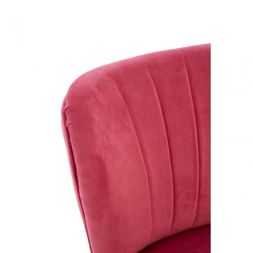 Mia Pink Kids Chair Soft Velvet & Tufted Details In Wood