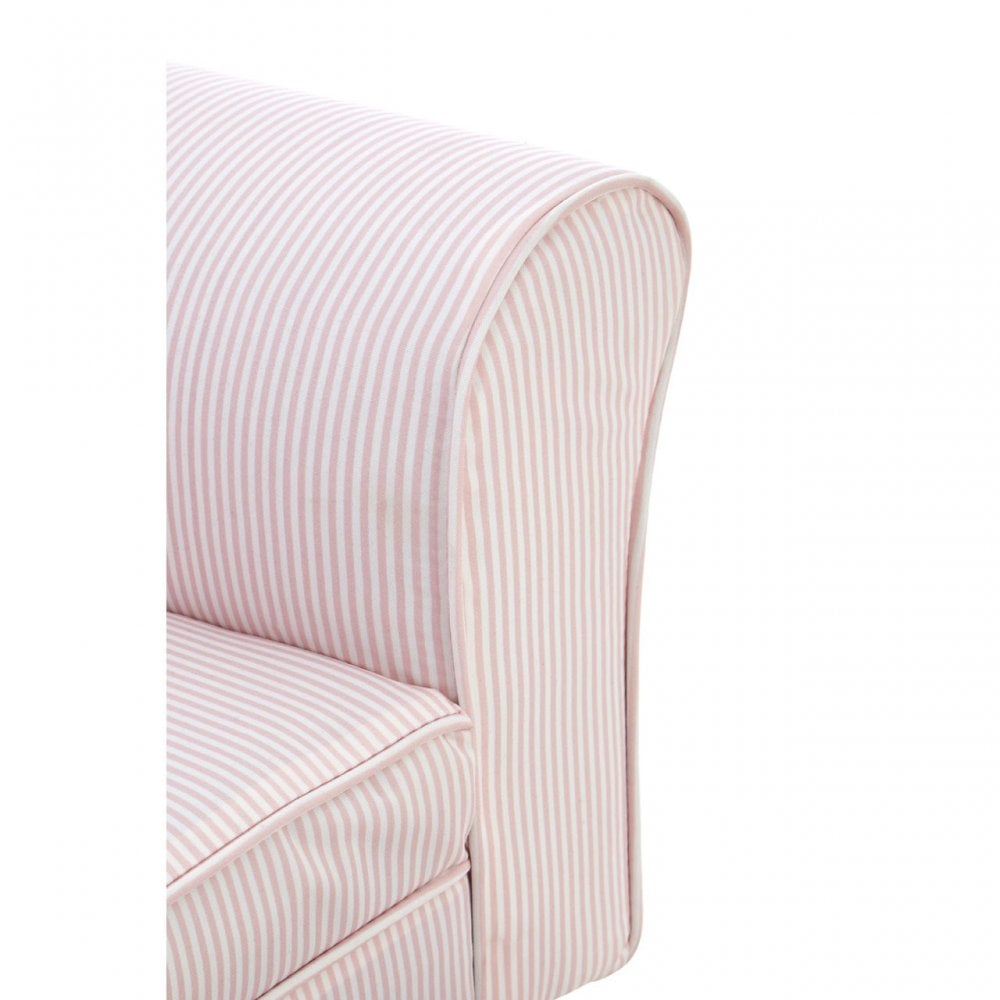 Kids Bedroom Pink & White Fabric Rocking Chair with Footstool