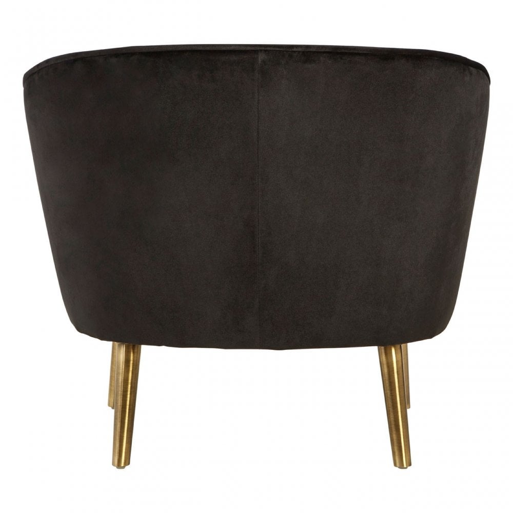Louxor Black Velvet Round Chair, Pine Wood, Black