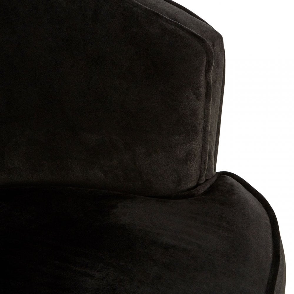 Louxor Black Velvet Round Chair, Pine Wood, Black