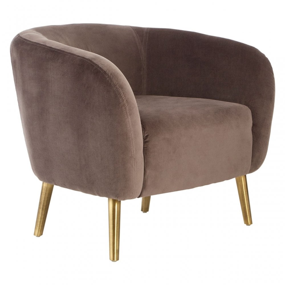 Louxor Grey Velvet Round Armchair, Cotton Velvet, Pine Wood, Grey