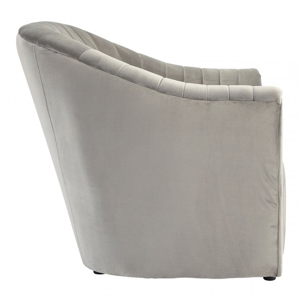 Opel Grey Velvet Armchair, Foam, Wood, Grey