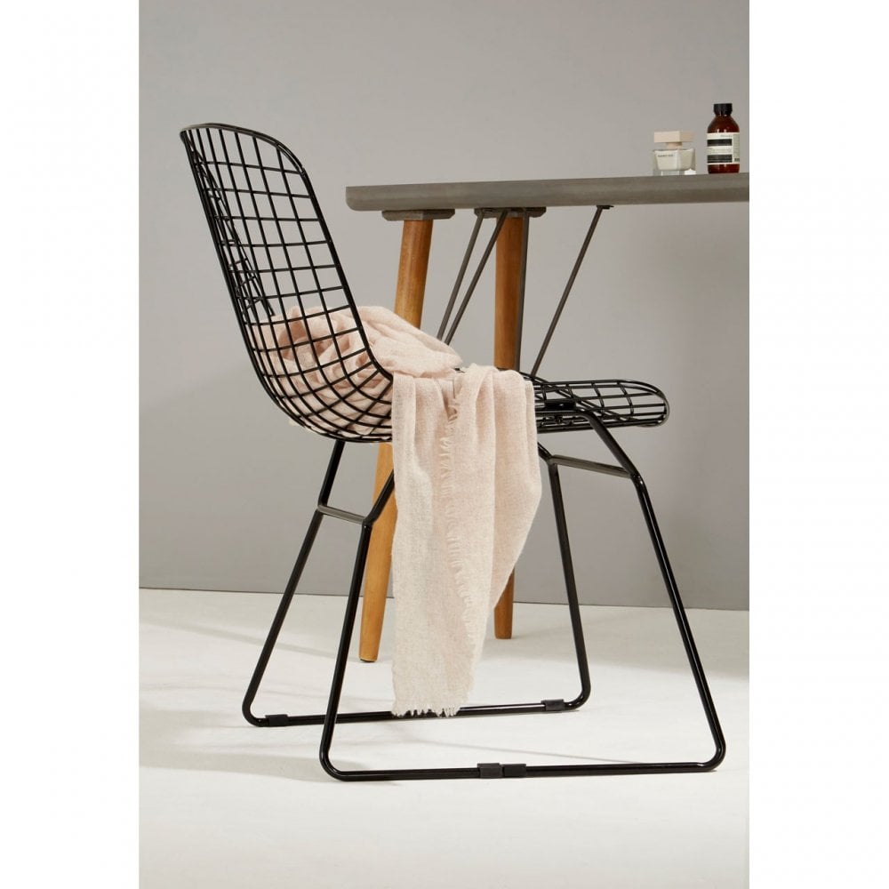 Brock Black Metal Wire Chair, Metal, Black