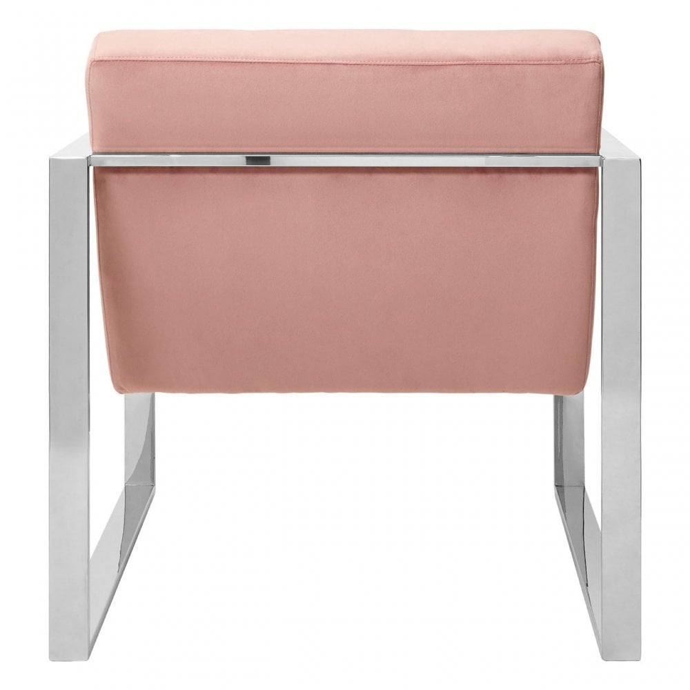 Chiqui Pink Velvet Cocktail Chair, Stainless Steel, Pink