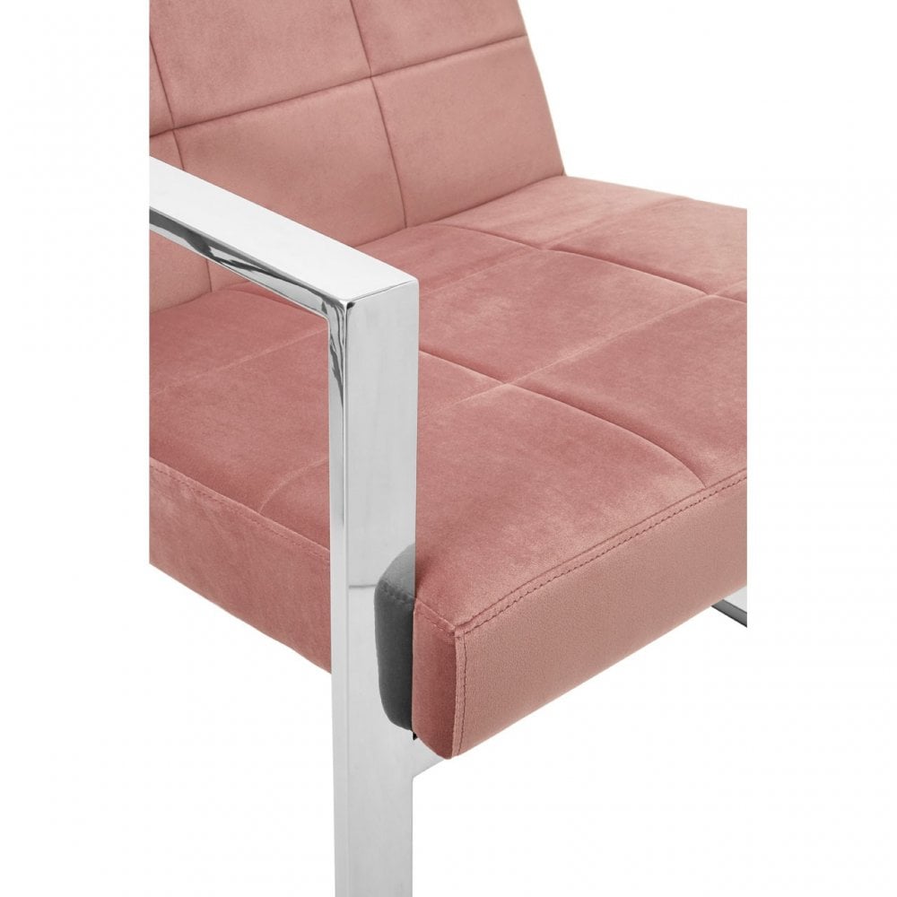 Chiqui Pink Velvet Cocktail Chair, Stainless Steel, Pink